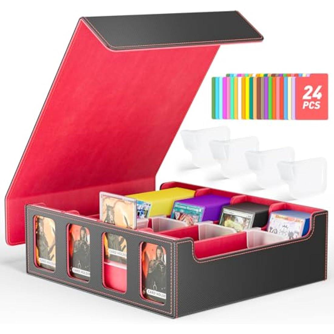 Hot Bee MTG Card Storage Box | 2400+ Deck Case PU Leather - Red