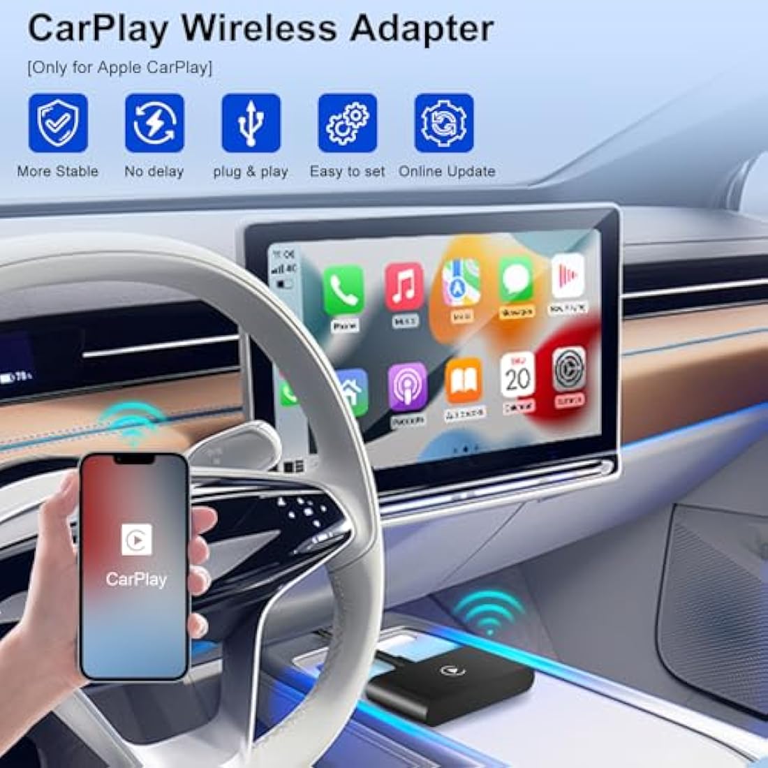 UWECAN Wireless CarPlay Adapter for iPhone – Stable 5GHz WiFi Dongle