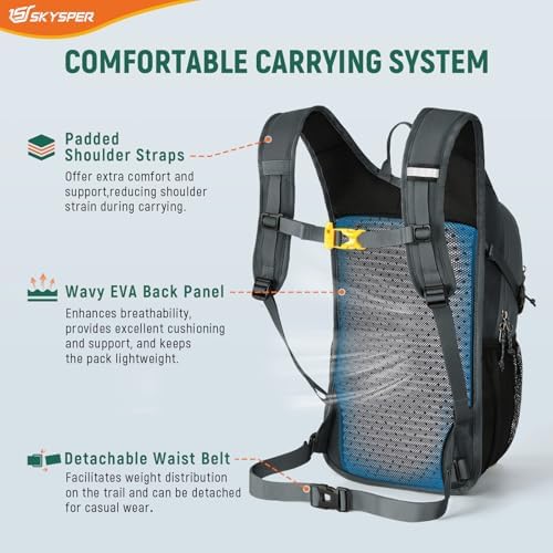 SKYSPER 15L Hiking Backpack – Lightweight Recycled Travel Day Pack