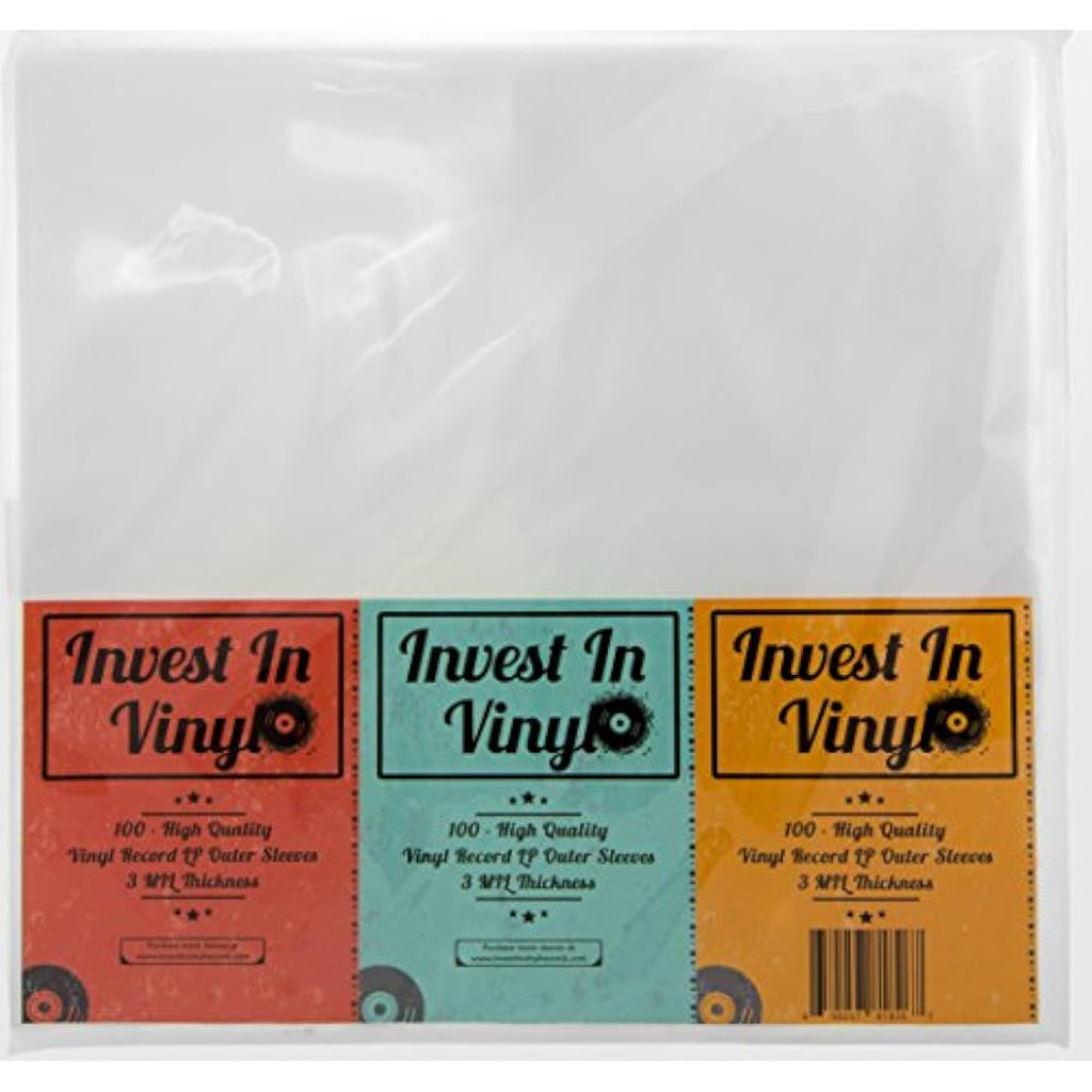 Invest In Vinyl 100 Clear LP Outer Sleeves – 3 Mil Protective Covers
