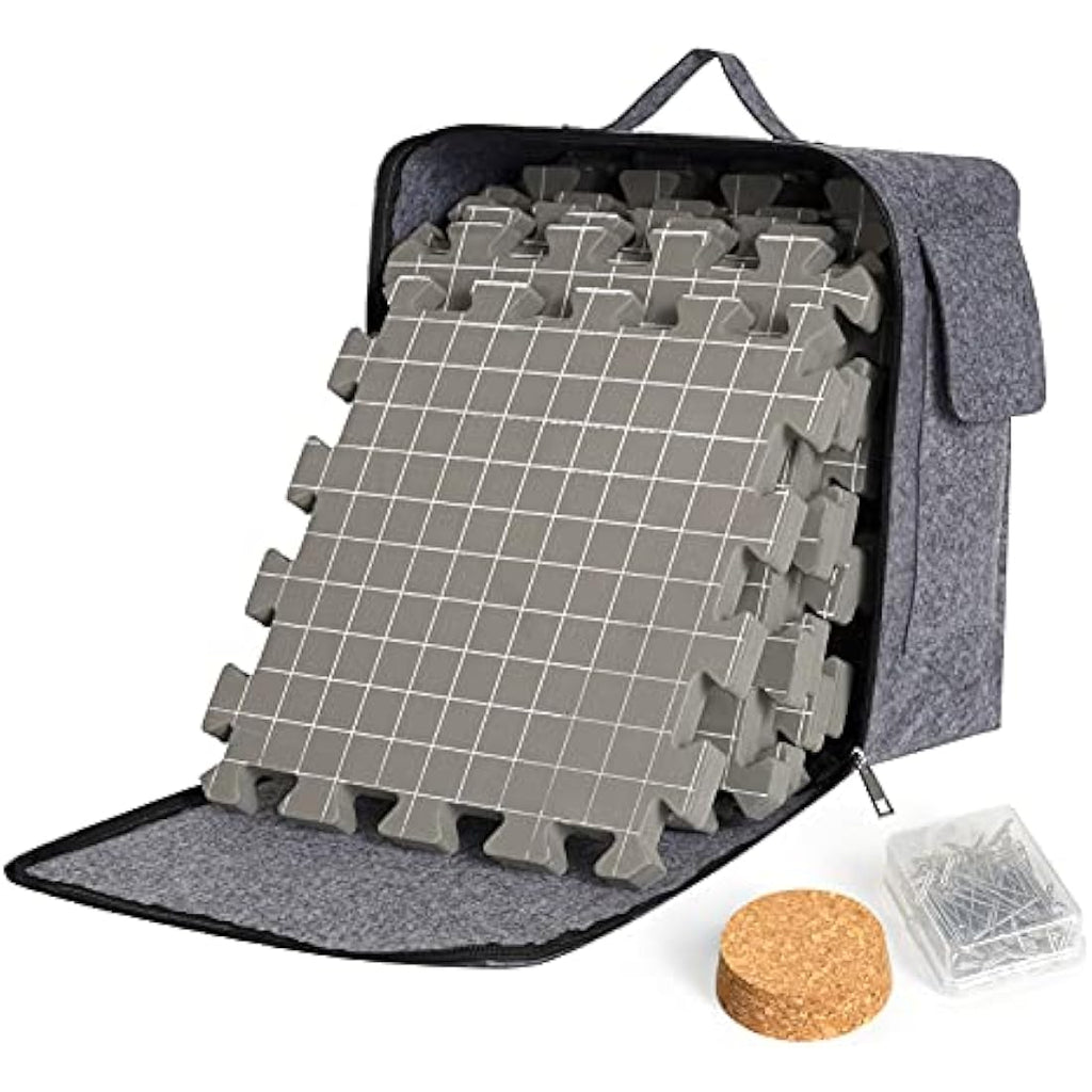 Mardili Knitting Blocking Mats – 9-Pack Extra Thick Foam Boards with T-Pins