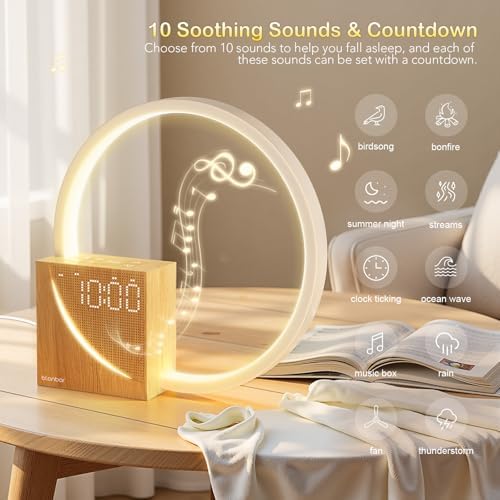 Blonbar Bedside Lamp | Wake-Up Light with USB Charging & 10 Sleep Sounds
