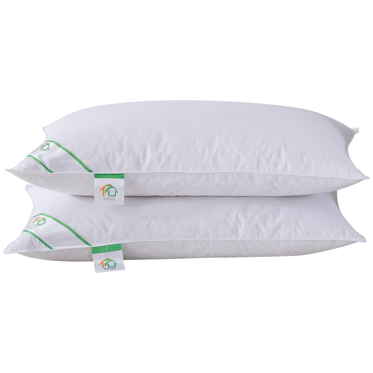 SUFUEE Goose Feather and Down Pillows Pair | 100% Cotton Cover