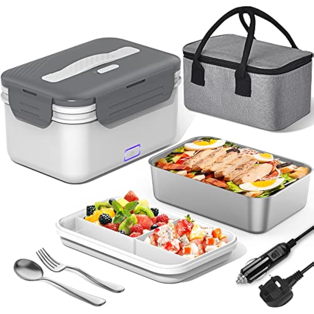 Herrfilk 100W Electric Lunch Box | 1.8L Heated Food Warmer for Car & Home