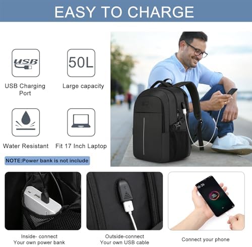 WENIG Extra Large Laptop Backpack | Travel Business Rucksack with USB Port