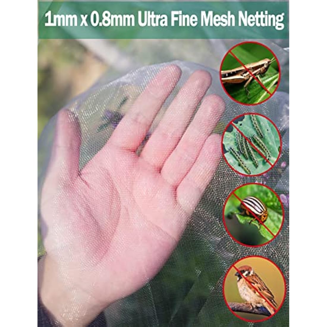 Wohohoho Garden Insect Mesh Netting – 10ft x 64ft Ultra Fine Pest Barrier