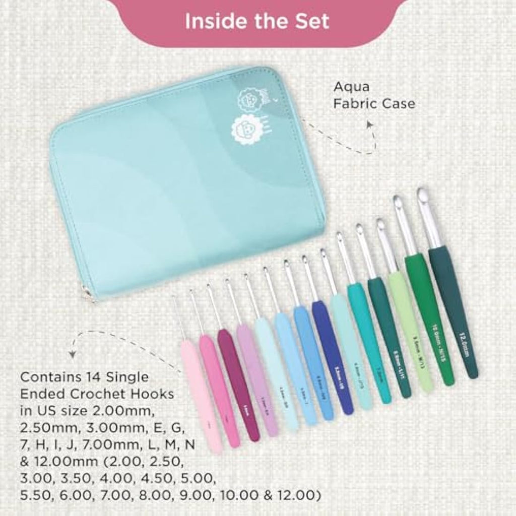 KnitPro Waves Grande Crochet Hook Set – 14 Ergonomic Hooks (2-12mm)
