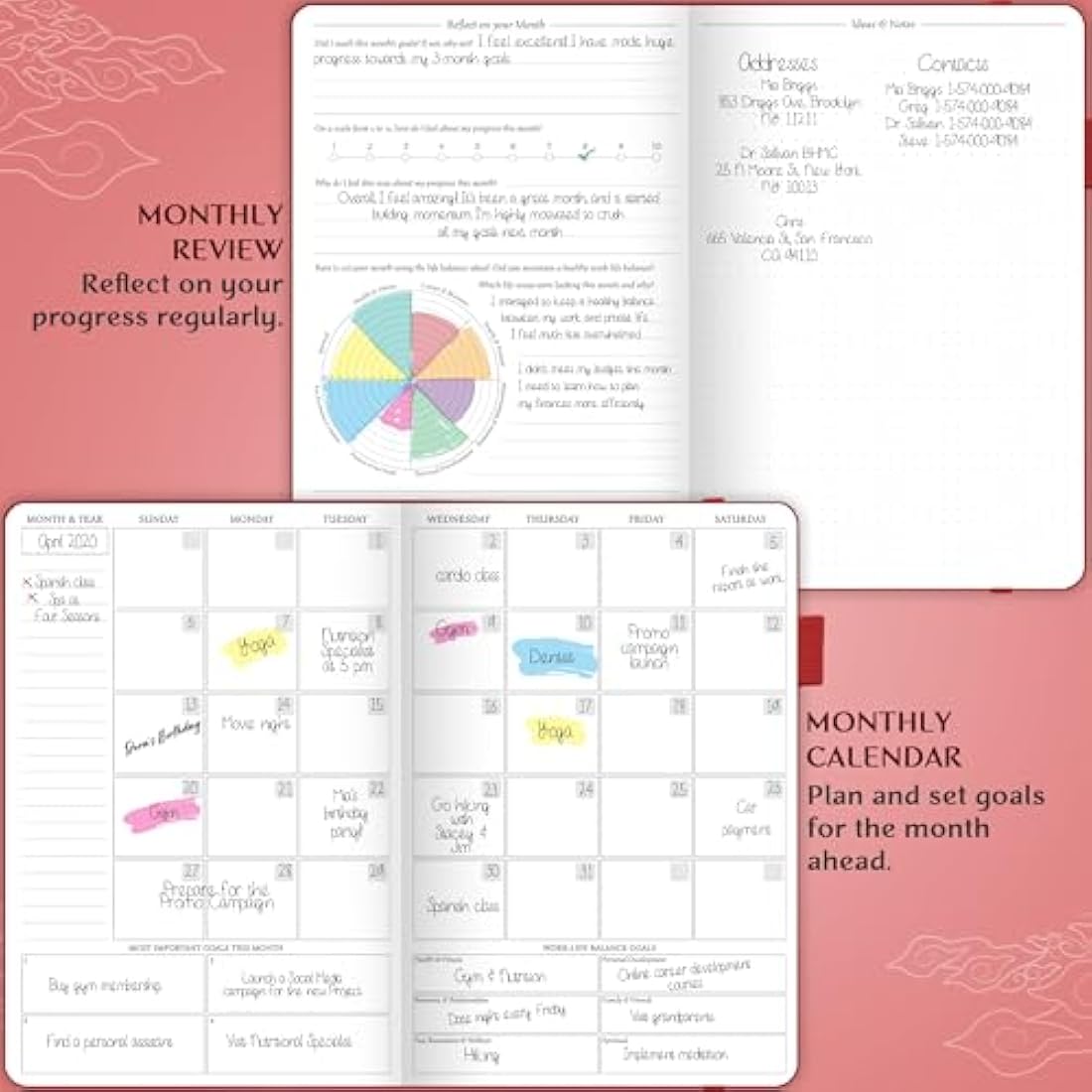 Legend Planner Hourly Schedule – Undated A5 Daily Organizer, Wine Red