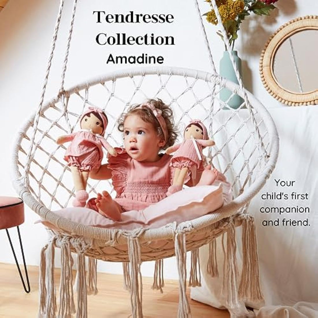 Kaloo Tendresse Amandine Soft Doll – 32cm Pink Muslin Plush Toy for Newborns
