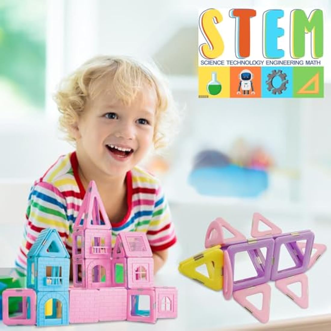 Magblock 103 PCS Magnetic Tiles – Educational STEM Building Blocks Set