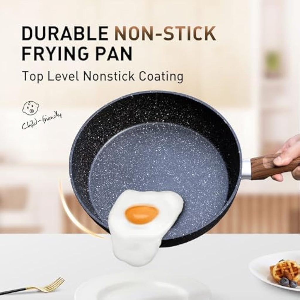Jolof Store 12-Piece Nonstick Granite Cookware Set - Induction Black