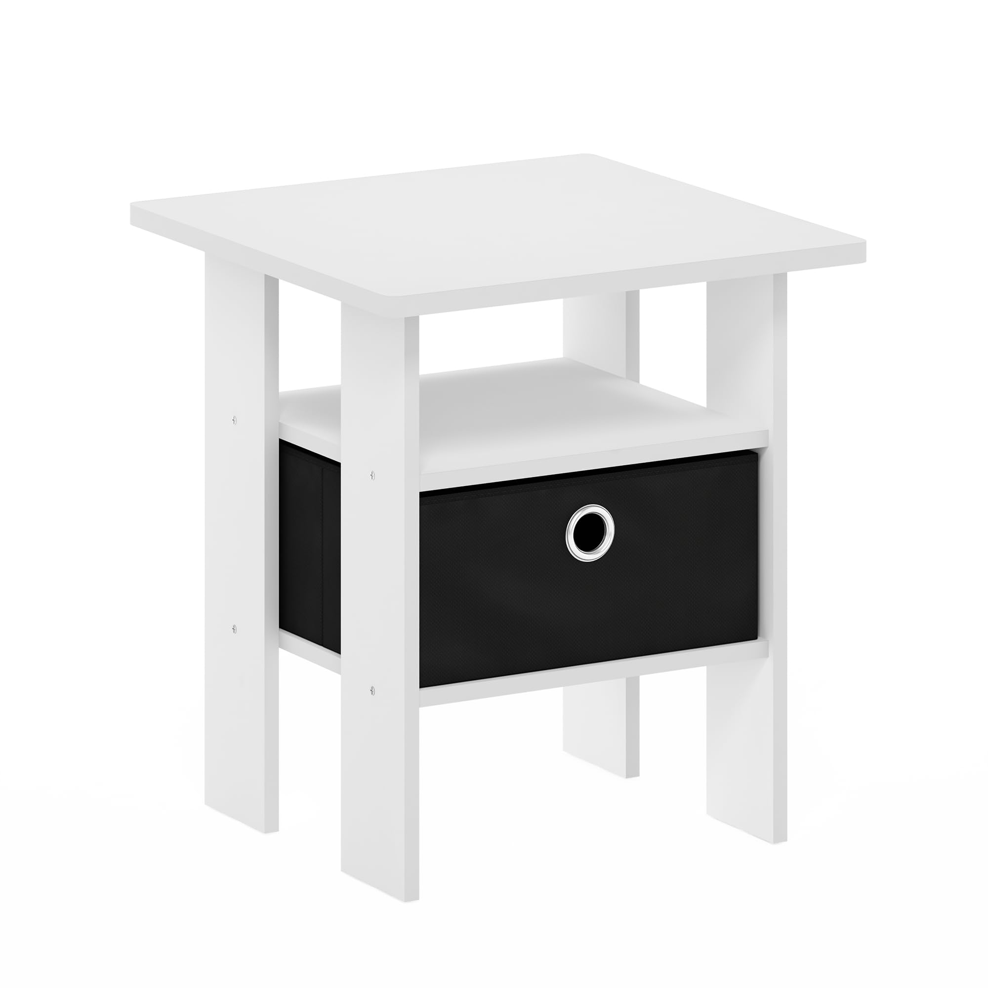 Furinno Andrey Side Table – Modern Bedside Nightstand with Storage Bin