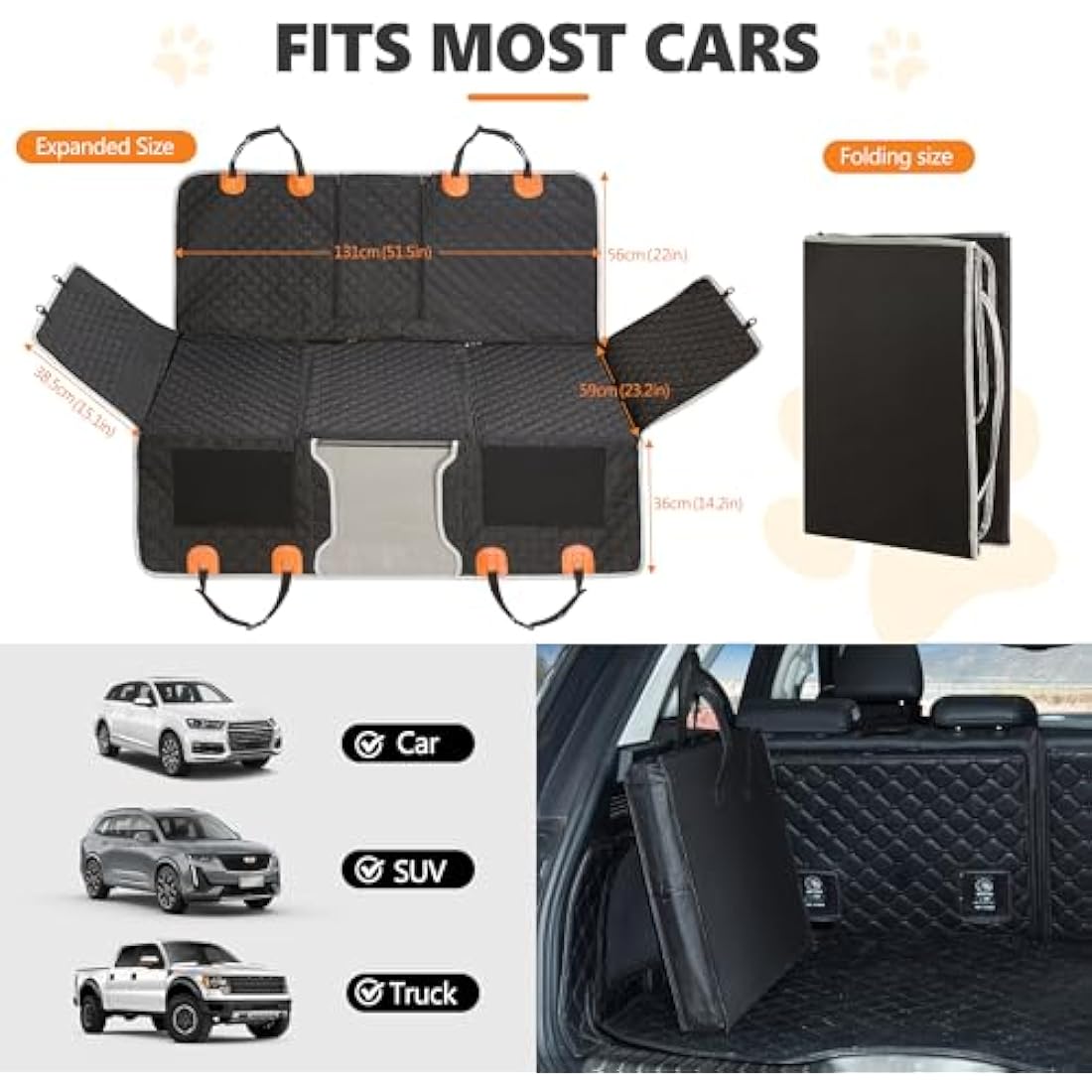 Dog Car Seat Cover – Waterproof Pet Hammock for SUV & Truck