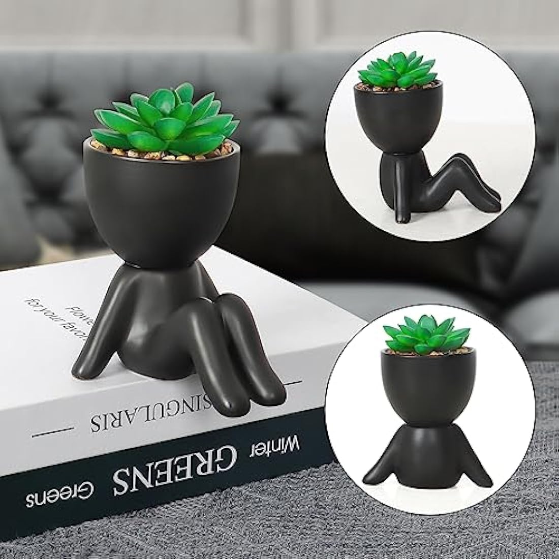 Artificial Succulents – 2PCS Mini Faux Plants in Ceramic Pots