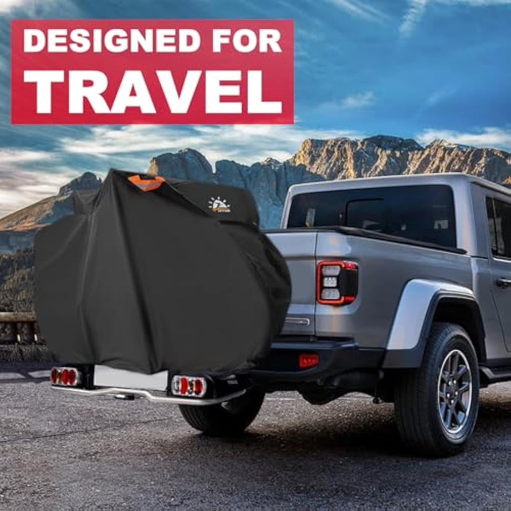 Zettum Waterproof Bike Cover for 1 Bike – Heavy Duty 600D Hitch Rack Storage