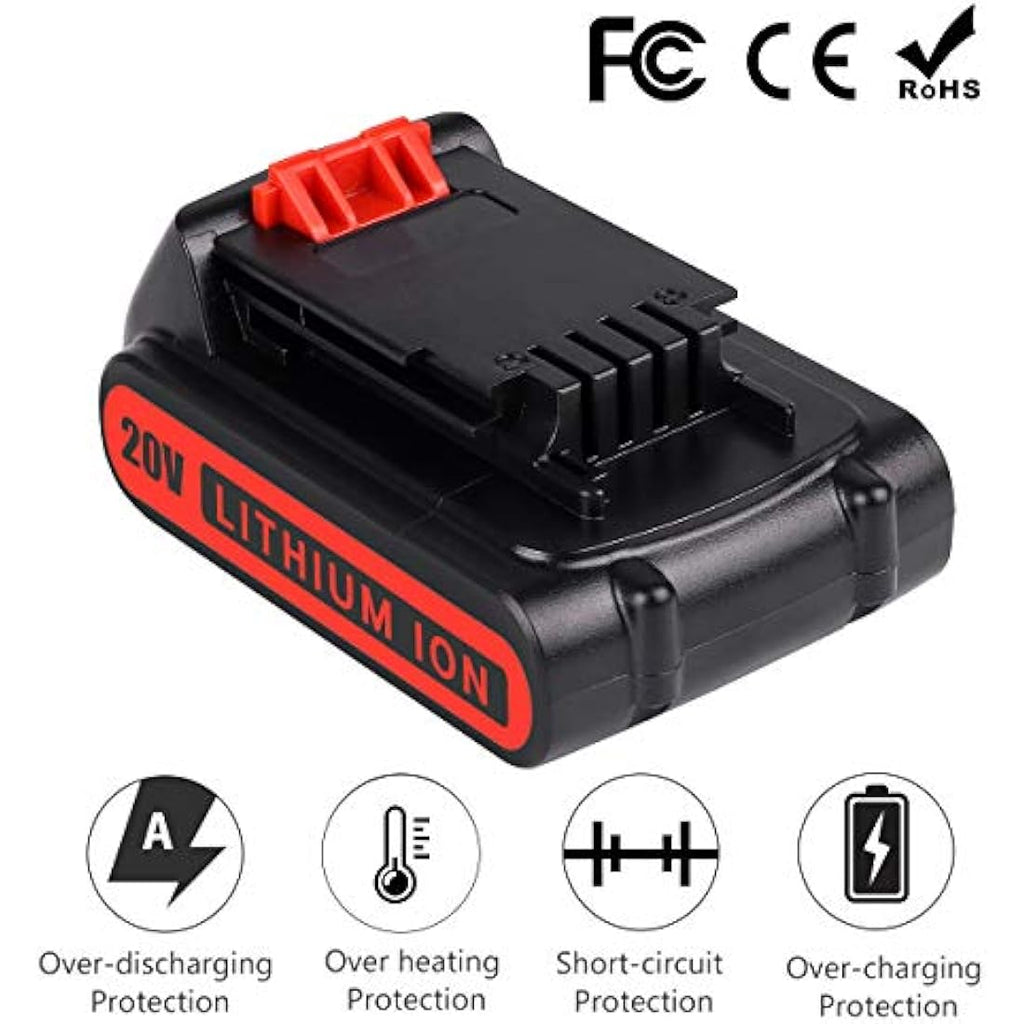 Geelink 3.0Ah 20V Lithium Ion Battery for Black and Decker LBXR20