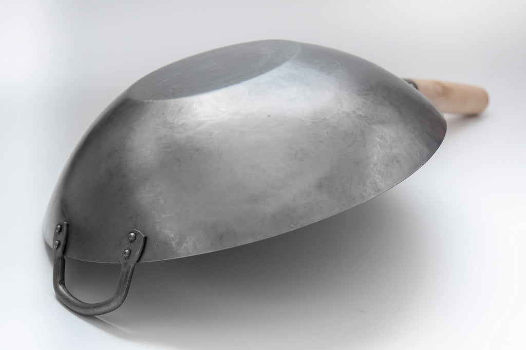 Craft Wok 14 Inch Hand Hammered Carbon Steel Flat Bottom Chinese Pow Wok