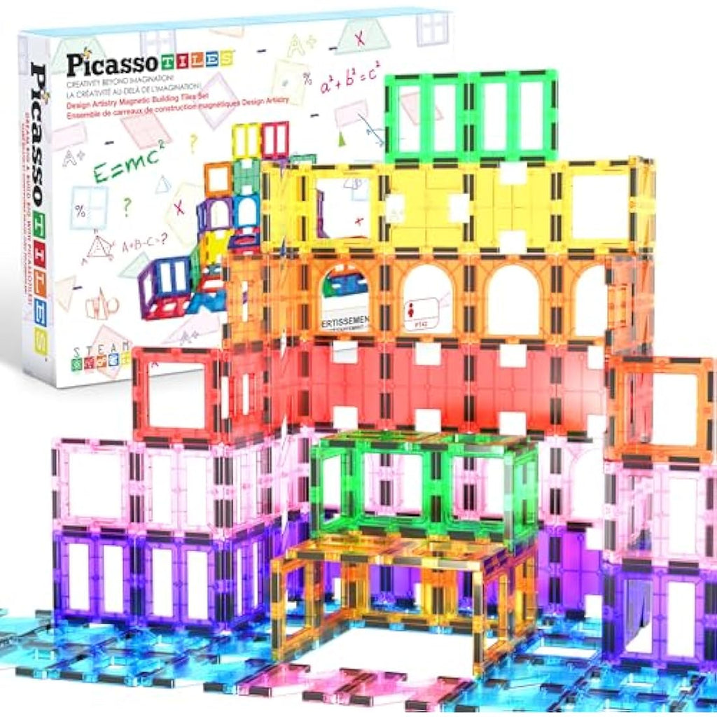PicassoTiles 42-Piece Magnetic Building Tiles Set – STEM Educational Toy