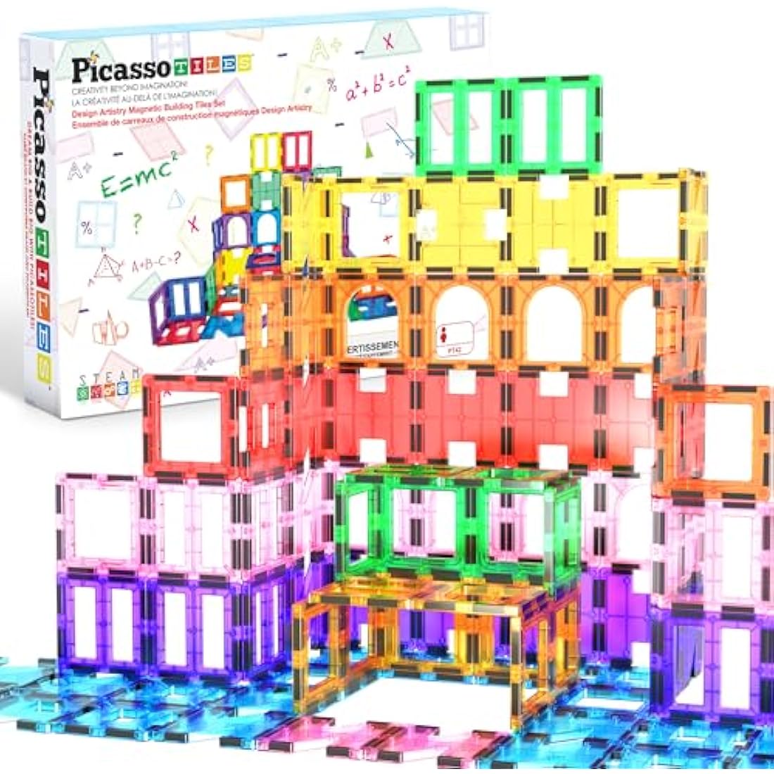 PicassoTiles 42-Piece Magnetic Building Tiles Set – STEM Educational Toy