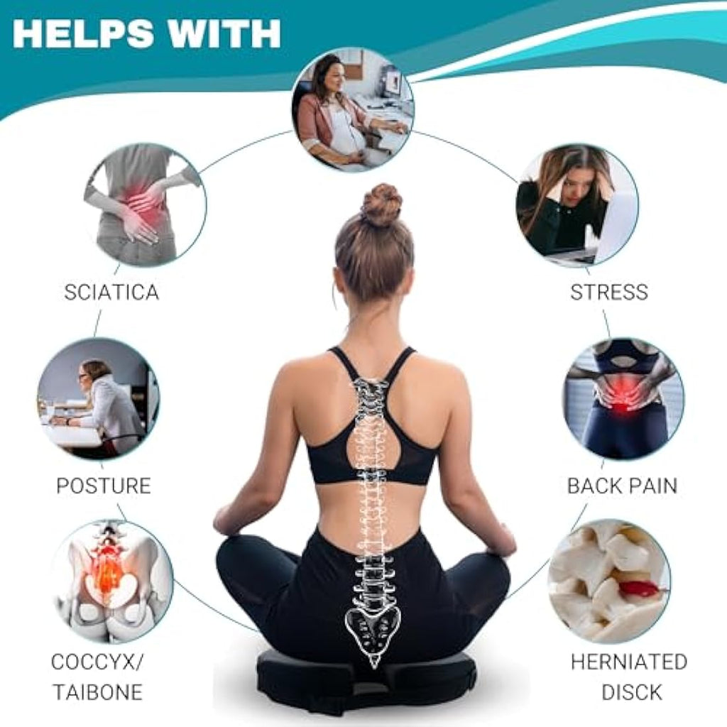 Famjoy Gel Memory Foam Seat & Lumbar Cushion – Coccyx Support Set