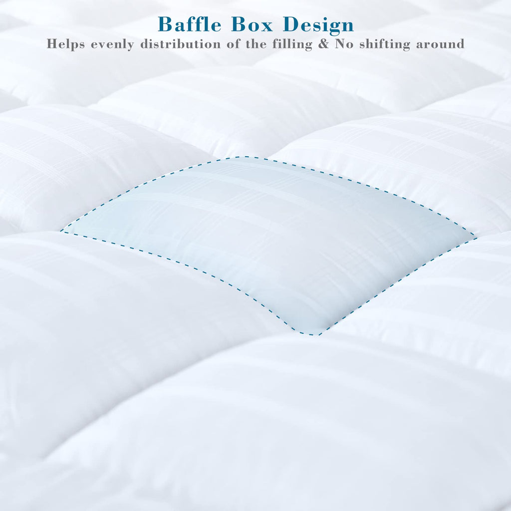 Threads For Bed Extra Thick Double Mattress Topper - 100% Cotton Cover