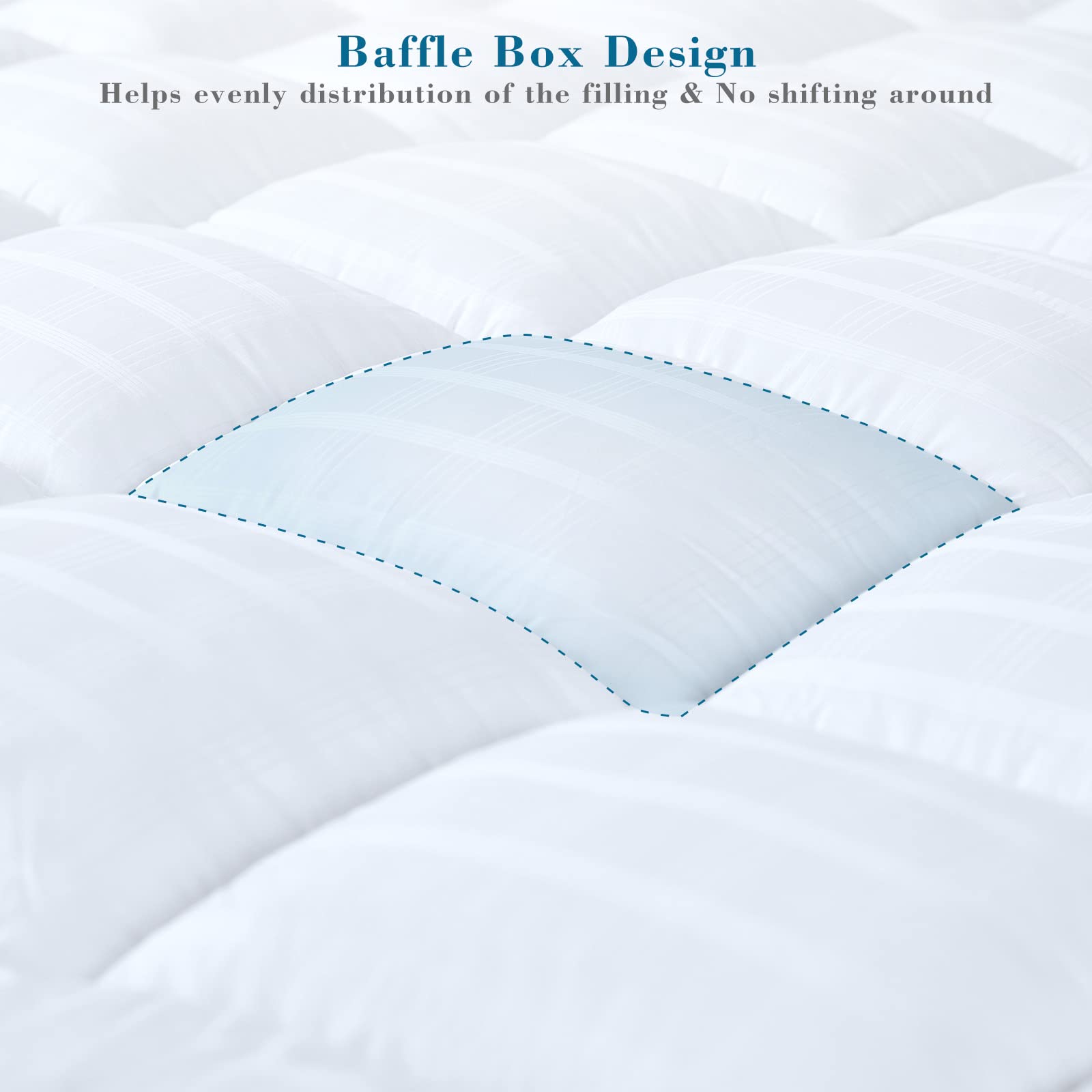 Single Mattress Topper - Extra Thick Cotton Baffle Box Pad