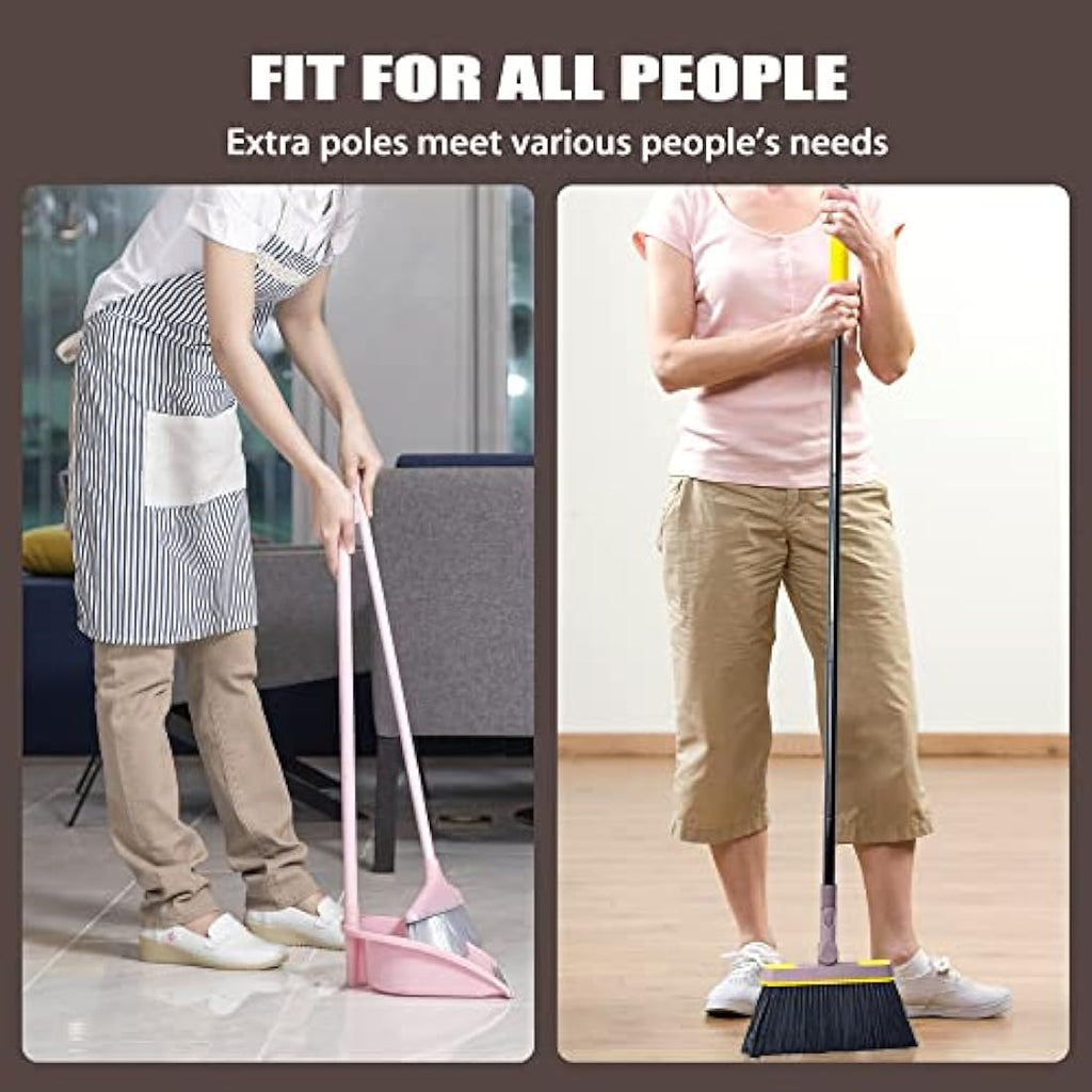 JEHONN Long Handle Dustpan and Brush Set | 180° Swivel Head Broom