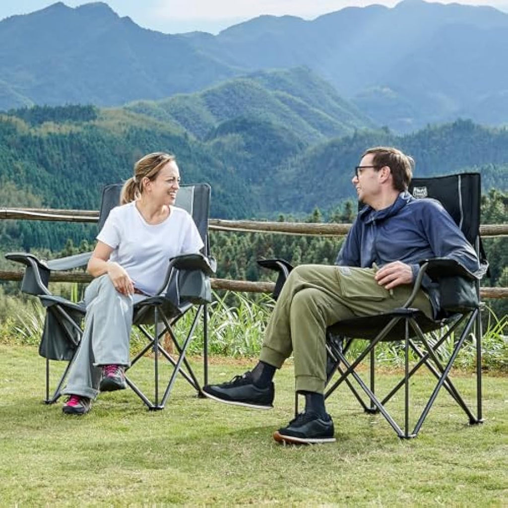 TIMBER RIDGE Heavy Duty Camping Chairs – 200kg Oversized Padded 2-Pack