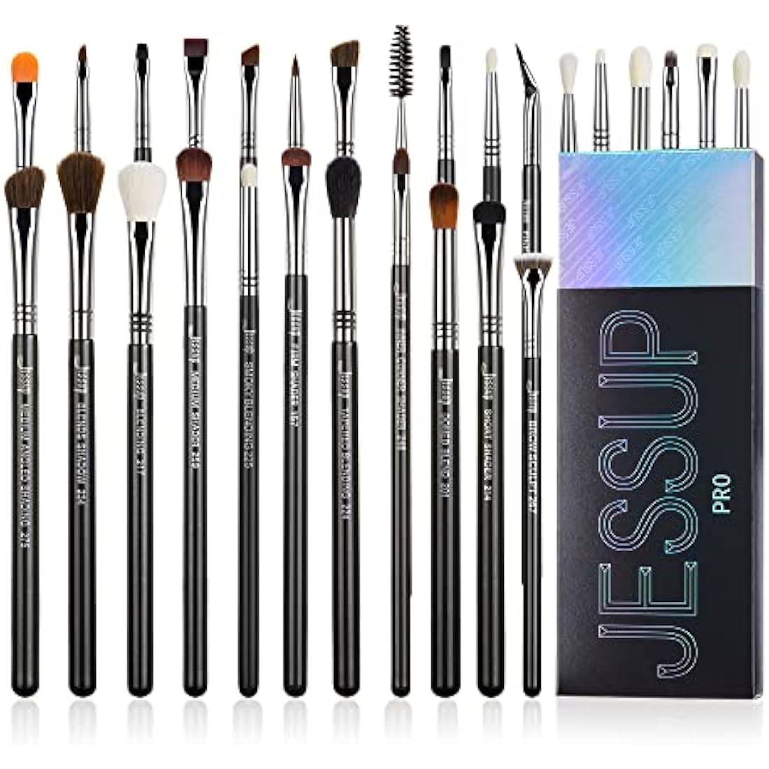 Jessup 28pcs Eye Makeup Brushes Set - Professional Synthetic Black T341