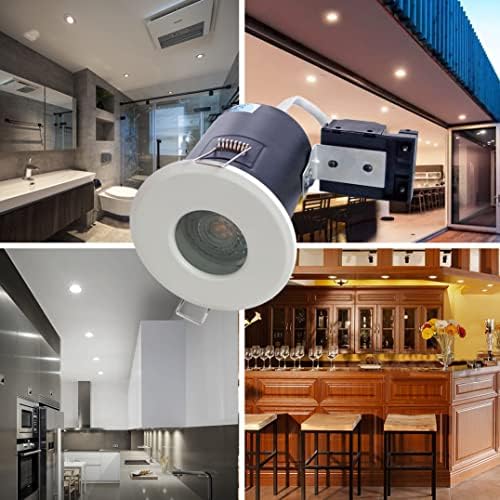 IP65 Fire Rated GU10 Downlights – White Waterproof Set of 4