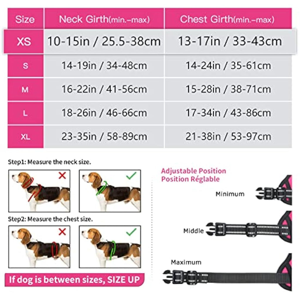 HEELE No Pull Dog Harness | Reflective Padded Nylon Vest – Rose, XS