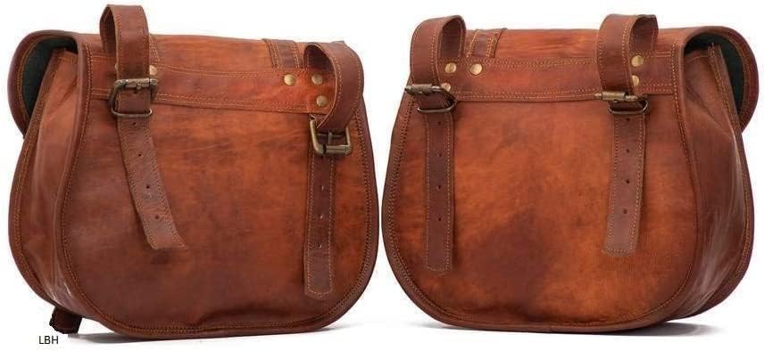 Jolof Store Handmade Goatskin Leather Motorcycle Saddlebags – Set of 2