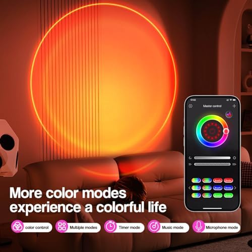 Jolof Store Sunset Lamp Projection – 16 Color LED App Control Mood Light