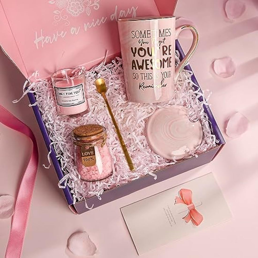 Spa Gift Set – Pink Marble Mug and Self Care Relaxation Hamper