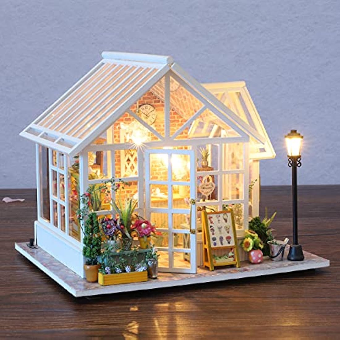 GuDoQi DIY Miniature Flower Shop Dollhouse Kit with Music - 1/24 Scale