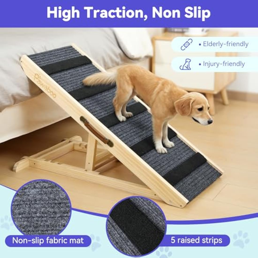 Wooden Dog Ramp | Adjustable Height Portable Pet Step
