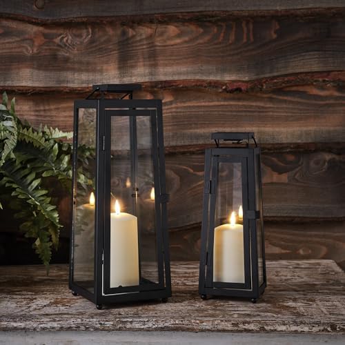 Lights4fun Set of 2 Solar Black Metal LED Candle Lanterns – IP44 Waterproof