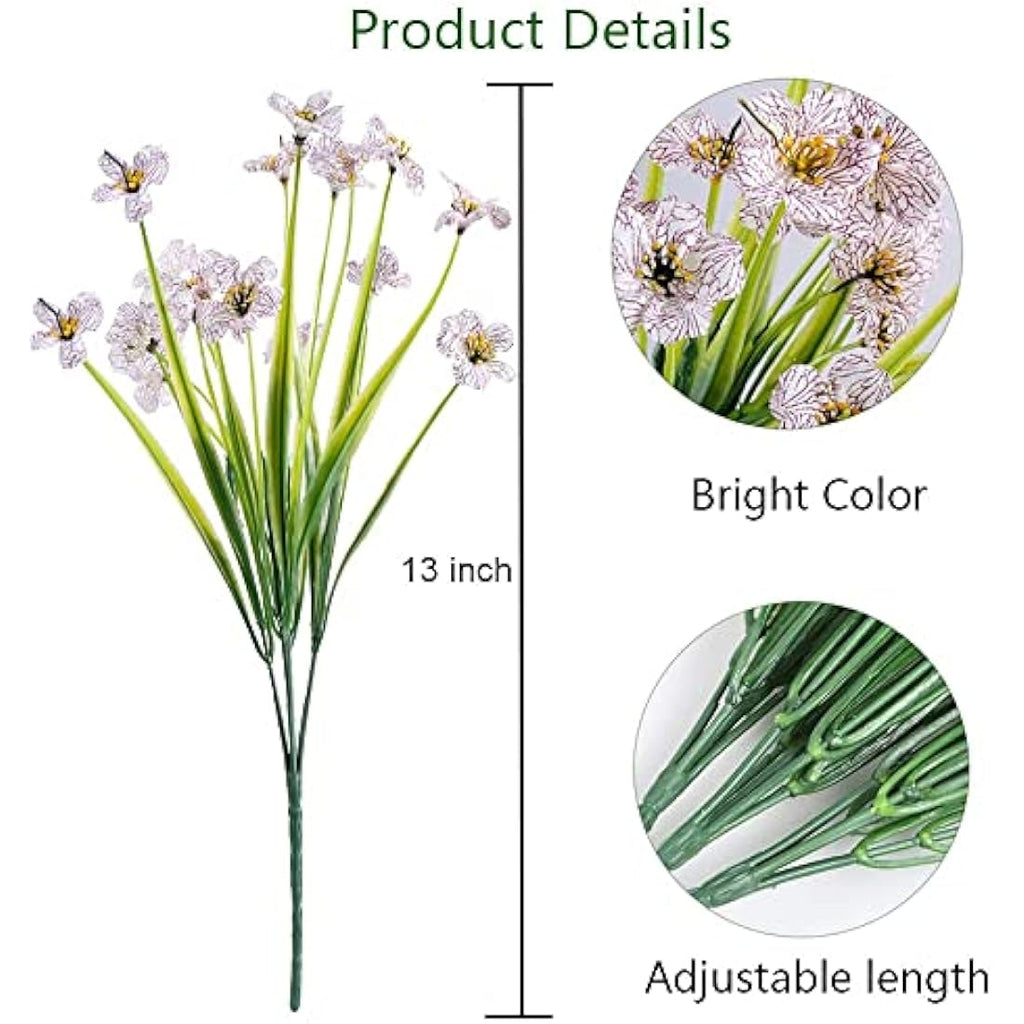 UV Resistant Artificial Flowers – 12 Bundles Faux White Silk