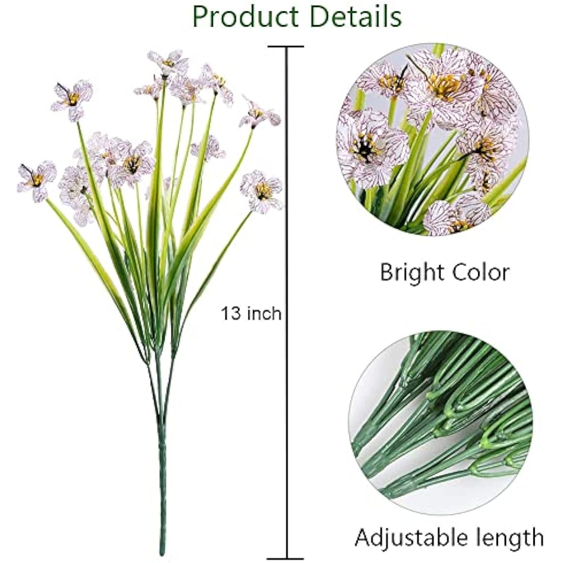 UV Resistant Artificial Flowers – 12 Bundles Faux White Silk