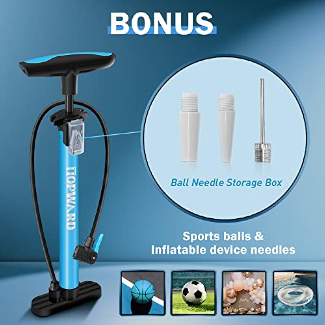 Topward Portable Bike Pump | Mini Floor Pump for Presta & Schrader