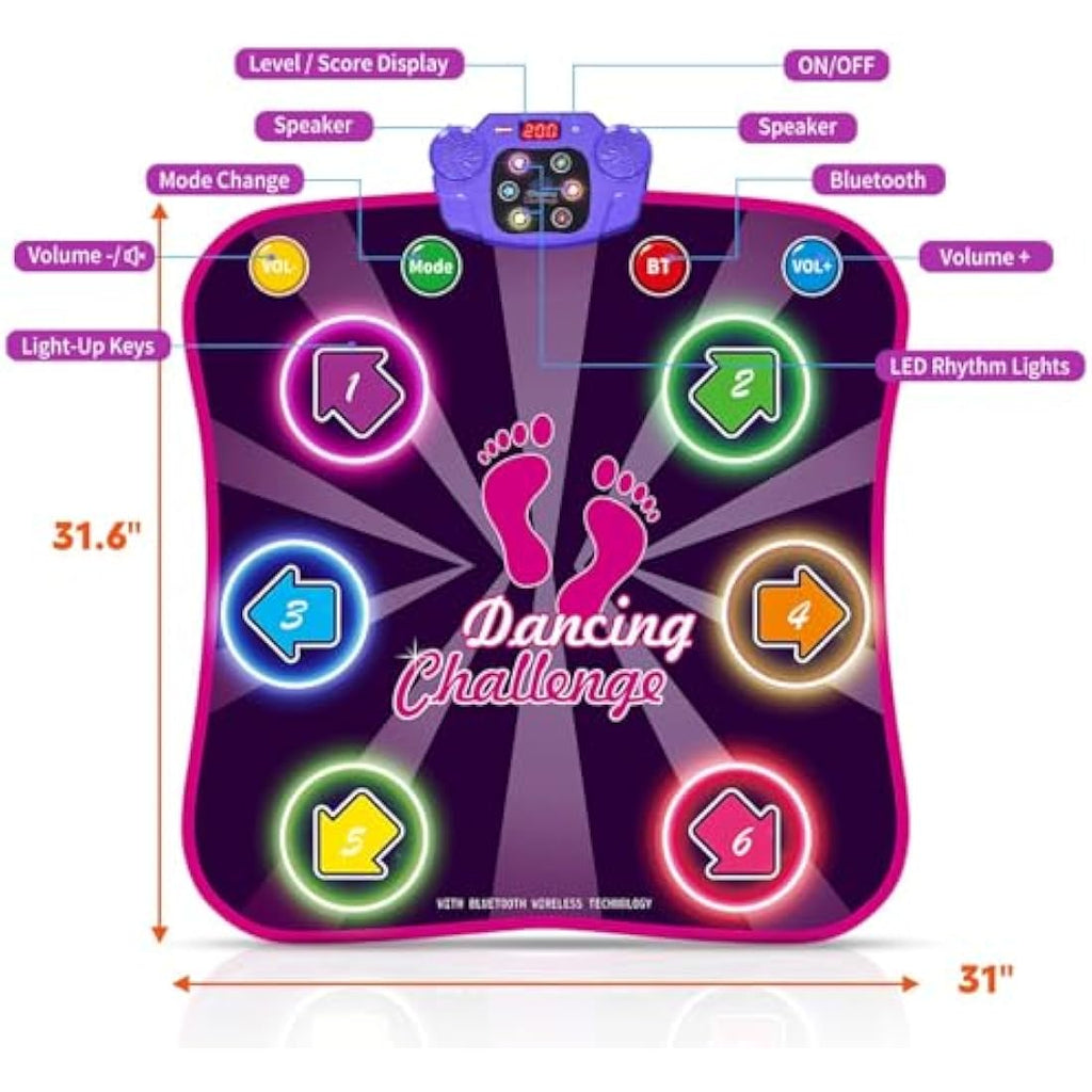 Jolof Store Light Up Dance Mat – Bluetooth Music Game Pad for Kids