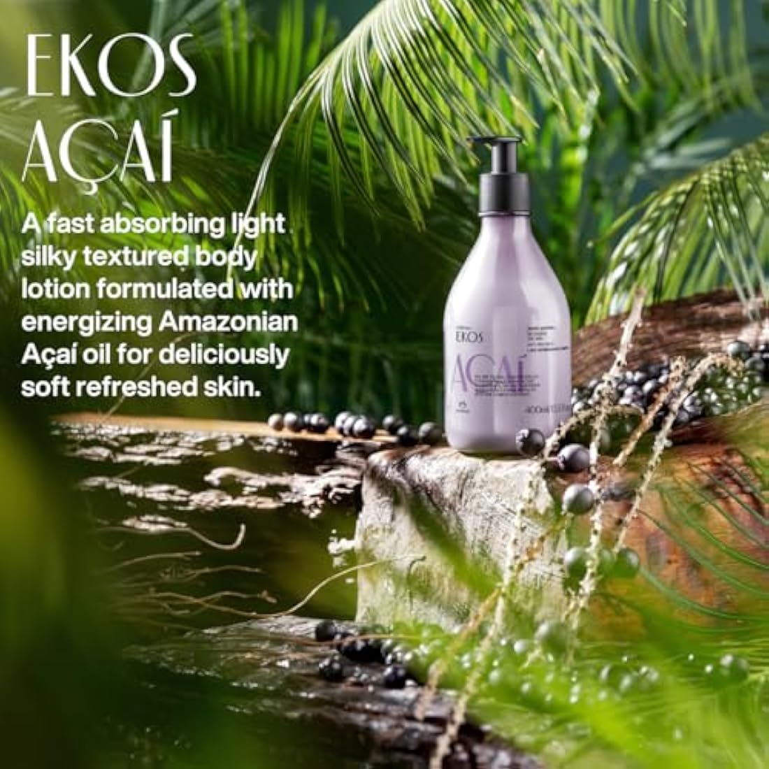 Natura Ekos Açaí Revitalizing Body Lotion – Vegan Skin Care – 13.5 fl oz