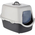 TRIXIE Vico Enclosed Cat Litter Tray – Dark Grey Plastic – 40x40x56cm