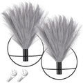 Pretty Jolly Metal Ring Wall Vase with Black Artificial Pampas - 2 Pack