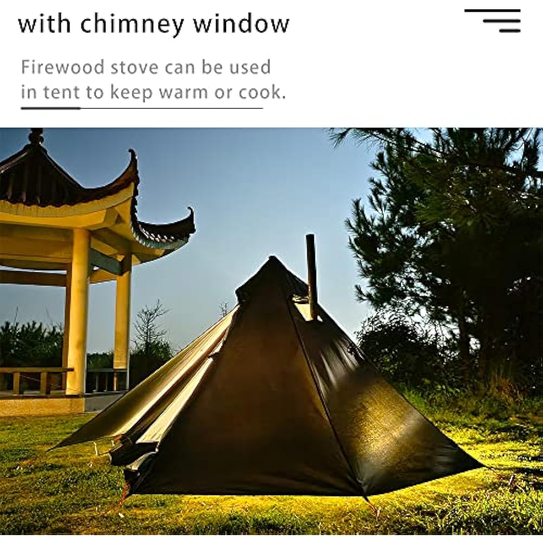 1 Man Lightweight Teepee Hot Tent with Stove Jack & Mesh Inner