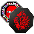 Fire Dragon Octagon Dice Tray with Lid – Red Vegan Leather