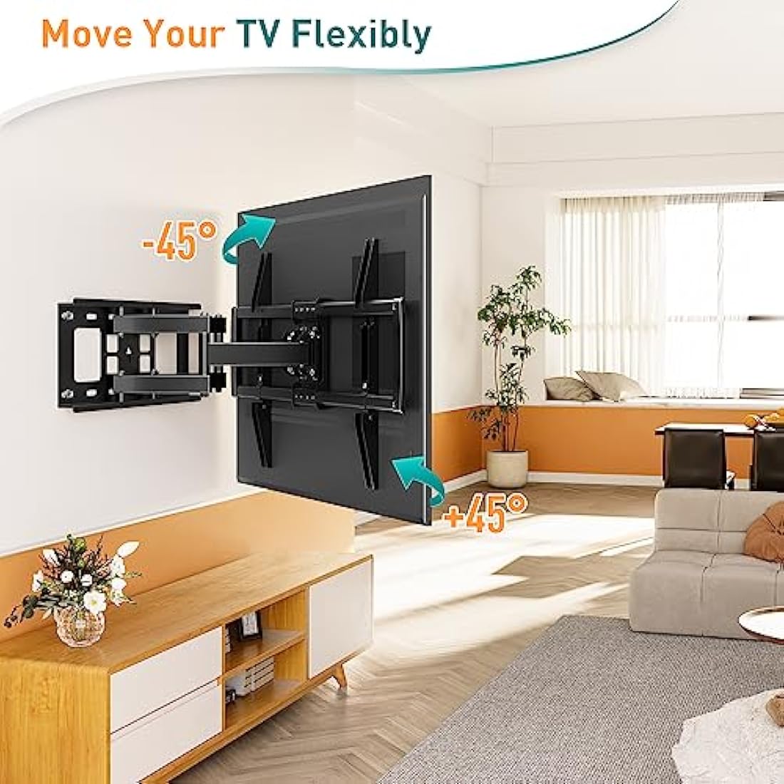 ELIVED Full Motion TV Wall Mount for 37-84 Inch TVs | Swivel & Tilt