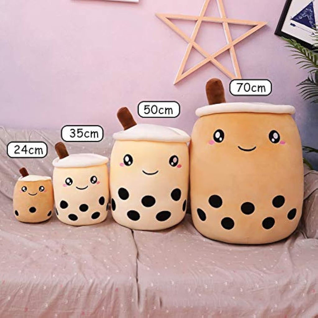 AMOZO Cute Boba Milk Tea Plushie – Soft Stuffed Bubble Tea Pillow, 24cm