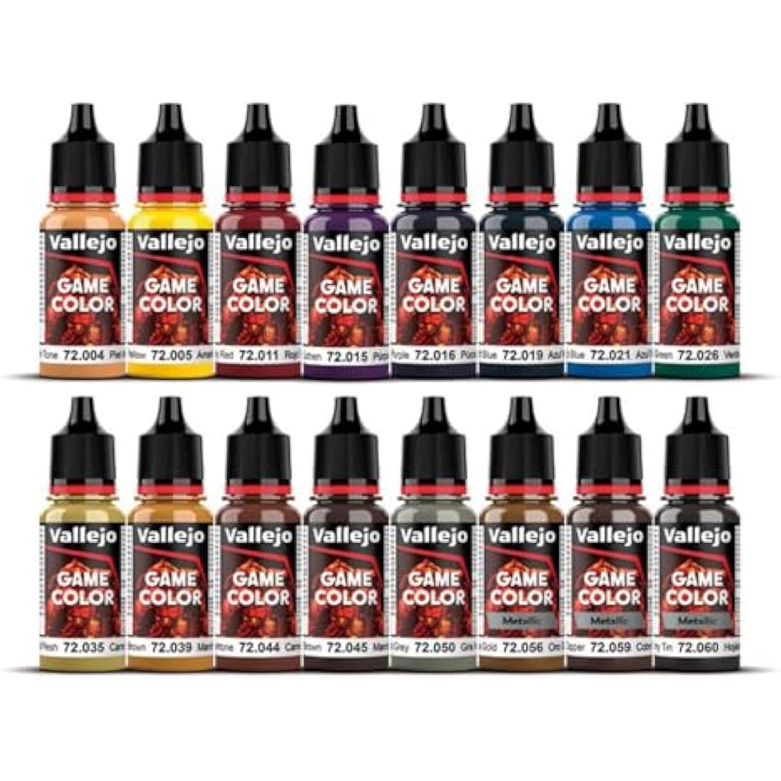 Vallejo Game Color Advanced Acrylic Paint Set - 16 Assorted Colors