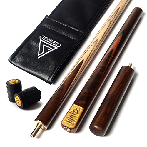 CUESOUL 57" Handcrafted 3/4 Snooker Cue - Ash Wood with Leatherette Bag